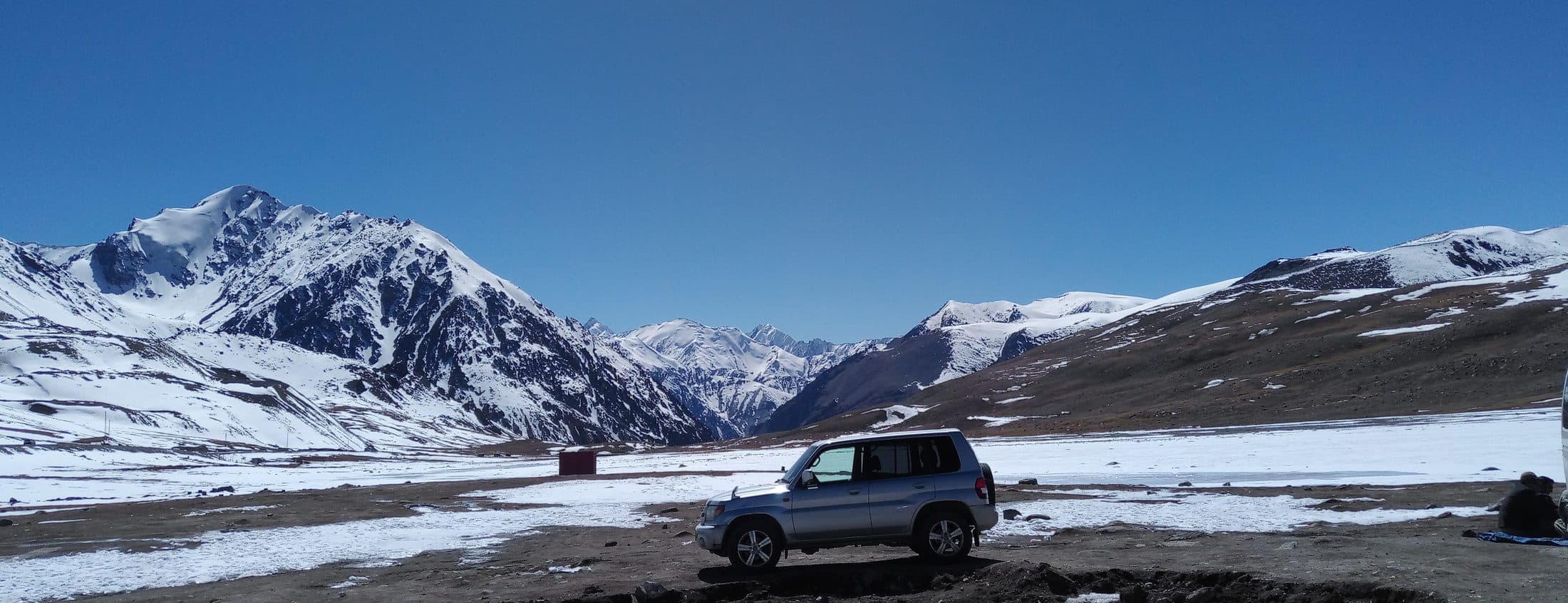 Snow-covered Karakoram valley and peaks in mid-winter